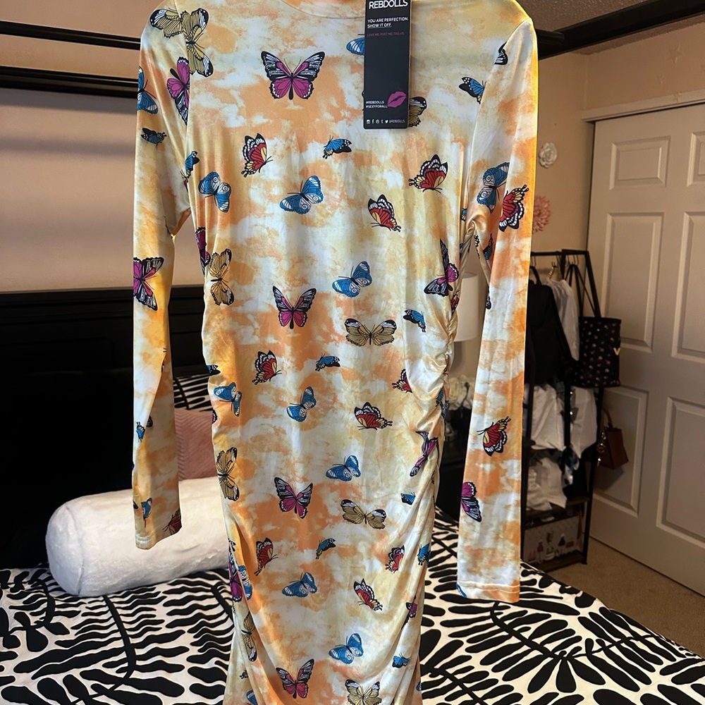 Rebdolls Multicolor Butterfly Print Dress